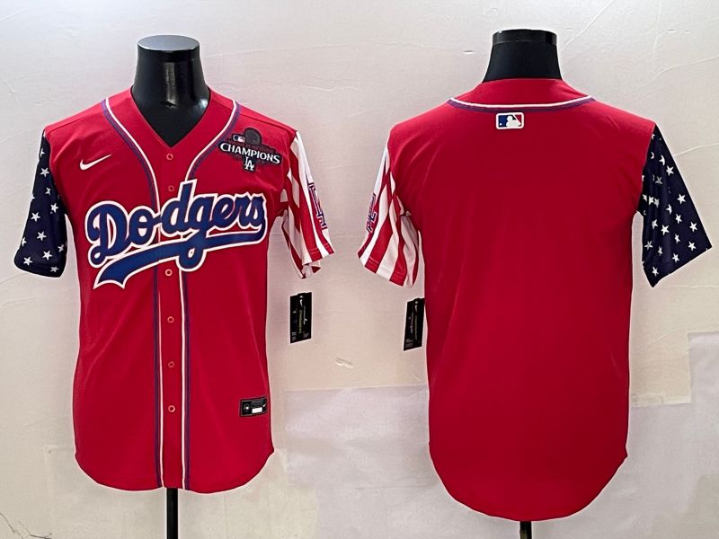 Men Los Angeles Dodgers Blank Red a generation of national flags Joint name 2025 Nike MLB Jersey style 4->los angeles dodgers->MLB Jersey